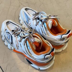 Balenciaga White and Orange Sneakers